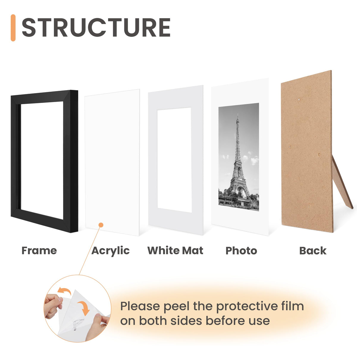 upsimples 4x6 Picture Frame, Photo Collage Wall Decor Set of 10, Black