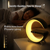 Hirsionsan Smart LED Table Lamp for Bedroom with Wireless Charging Bluetooth Speaker, App Controlled Night Light for Kids, Christmas Birthday Gifts for Teens Adults Desk Office Bedroom Decor (Black