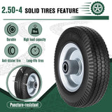 8-Inch Flat-free Tire and Wheel, 2.50-4 Solid Tire Replacement with 5/8 Bearings, 2.2" Offset Hub Compatible with Hand Truck, Garden Wagon, Trolley Dolly (2 Pack)