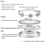 Camhanno Gold Bracelets for Women-4Pcs 18K Gold Plated Love Bangle Tennis Clover Nail Bracelets Stack Set for Women Trendy Non Tarnish Stainless Steel Gold Bangles Accessories Designer Jewelry (Silver Stack Bracelet -2)