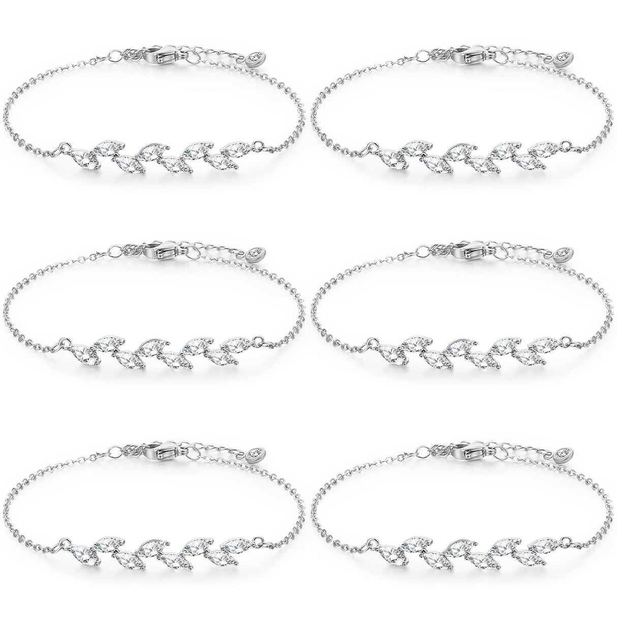 Trnayi 6 Pcs Bridesmaid Bracelets Jewelry Bridesmaid Gifts,Silver Leaf