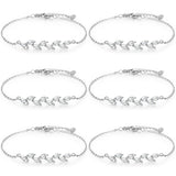 Trnayi 6 Pcs Bridesmaid Bracelets Jewelry Bridesmaid Gifts,Silver Leaf