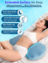 Lower Back Pain Relief Pillow for Sleeping Memory Foam Lumbar Support Pillow for Side Back Sleepers - Ergonomic Cooling Waist Pillow - Back Pain Relief Wedge Cushion Bolster Pillow for Bed, Car, Sofa