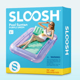 SLOOSH Inflatable Tanning Pool Lounger Float, 70" x 46" Pool Floats Adult with Pillow, 4 in 1 Suntan Tub Raft Floatie,Sunbathing Bed Lounge for Water Blow Up Kids Ball Pit Party Gifts, L-Purple Green