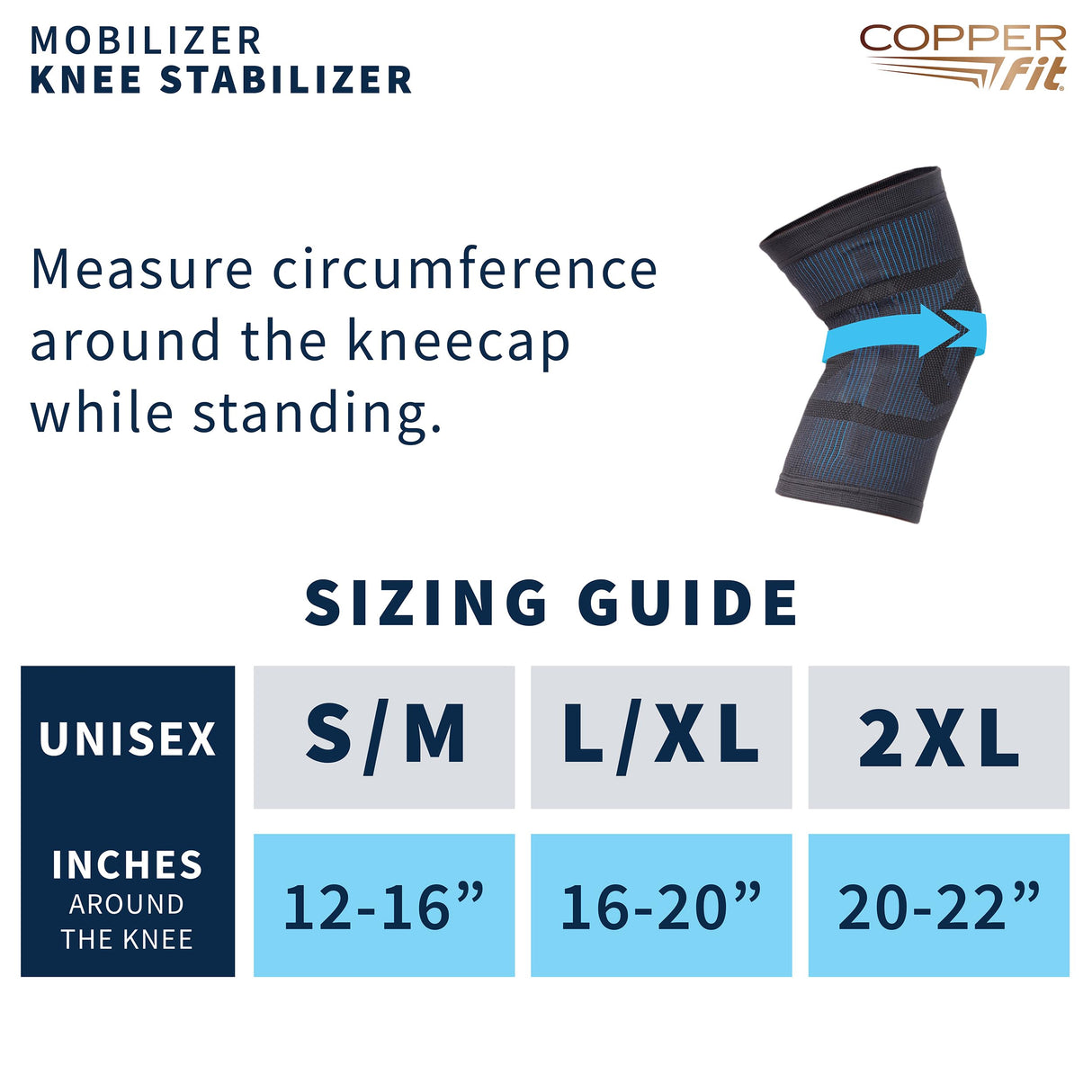 Copper Fit Mobilizer Knee Sleeve – ProSeries with Removable Side Stabilizers Knee Support for Advanced Recovery – Mobility, Knee Pain, Swelling, Inflammation, Circulation, Arthritis, Tendonitis (S/M)