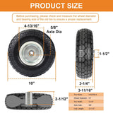 4.10/3.50-4 Tire and Dolly Wheel Flat Free - Solid Rubber Hand Truck Wheels 5/8" Axle - Gorilla Cart Tires Replacement for Garden, Wagon, Yard and Wheelbarrow (10 Inch 4 Pack)