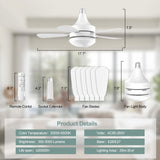 WZZIW 17.7" Socket Fan Light, 3000 Lumens Small Ceiling Fans with Lights and Remote, E26/E27 Light Bulb Fan with Reversible Motor, Dimmable 3000K-6500K Light Socket Fan for Bedroom Kitchen Garage