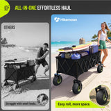HIKEMOON 400L Large Beach Collapsible Wagon with Balloon Wheels, Black