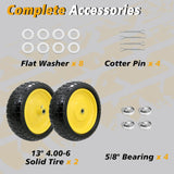 Nuphtun 13 Inch 4.00-6 Flat Free Tire and Wheel Replacement for Gorilla Cart with 5/8" & extra 3/4" Bearings, 4.00-6 Wheelbarrow Tire, 13" Garden Cart Wheels, Trailer Turf Tire, 2 Pack