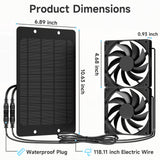 Solar Powered Fan for Outside, IP65 Waterproof Auto On/Off Solar Exhaust Fan Kit wtih 10 Ft Cable for Chicken Coop, Shed, Greenhouse, Pet House Ventilation Accessories