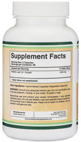 Mullein Leaf Capsules 10,000mg Strength, 180 Vegan Safe Capsules with No Fillers for Lungs and Respiratory Health by Double Wood