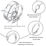 MILACOLATO Matching Rings for Couples 925 Sterling Silver Adjustable Matching Heart Promise Ring I Love You Engagement Wedding Ring for Him and Her Valentines Day Gifts