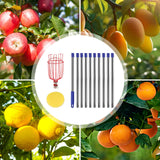 Qiullen 13 FT Extendable Fruit Picker Pole Tool Adjustable Long Handle Fruit Picker Metal Basket Fruit Grabber Tool with Protective Foam Pad Stainless Steel Garden Picker Tool for Apple Mango Lemon
