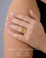 PAVOI 14K Yellow Gold Plated Chunky Swirl Statement Ring