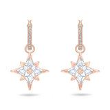 Swarovski Symbolica Collection Women's Dangling Mini Hoop Pierced Earrings, Rose-Gold Tone Finished with Clear Crystal Accents