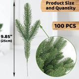 Hananona 100 Pcs Artificial Pine Branches Green Plants Pine Needles DIY Accessories for Garland Wreath Christmas and Home Garden Decor (100, Green)