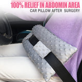 Hysterectomy Seatbelt Pillow Post Abdominal Surgery Myomectomy Pillows with Pocket for Ice/Hot Packs Breast Reduction Belly Incision Tummy Tuck C-Section Recovery Patients Gifts Minky Dot Light Gray