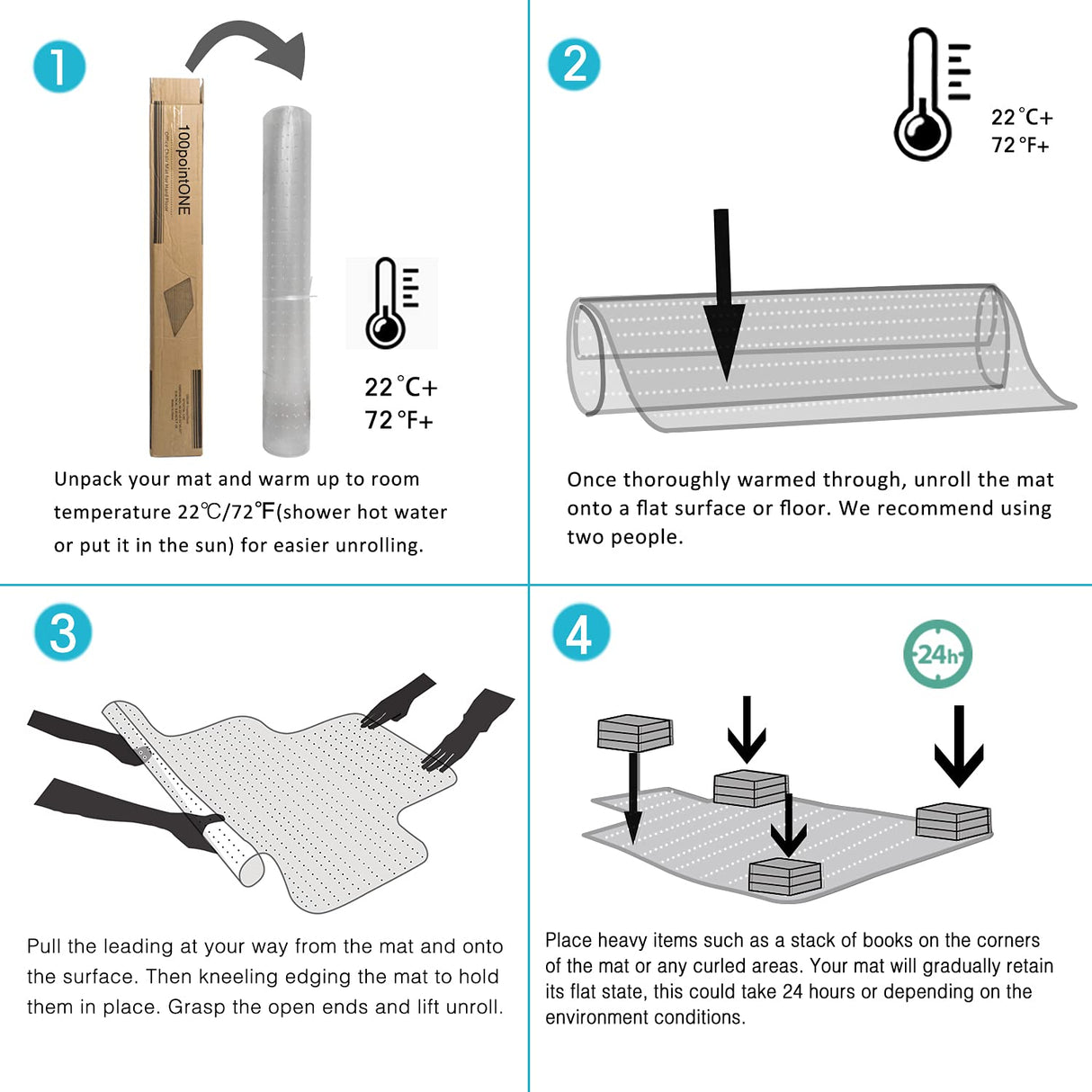 100pointONE Chair Mat for Carpeted Floors - 30" x 48" Office Chair Mat for Low Pile Carpet, Easy Glide Desk Chair Floor Mat for Carpets
