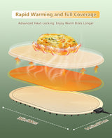 Warming Mat for Food,Temperature Adjustable Food Warmers for Parties Buffet with Timer,Silicone Food Warming Trays with Heat Proof Base,Roll Up Food Heating Mat for Home & Travel(Beige)