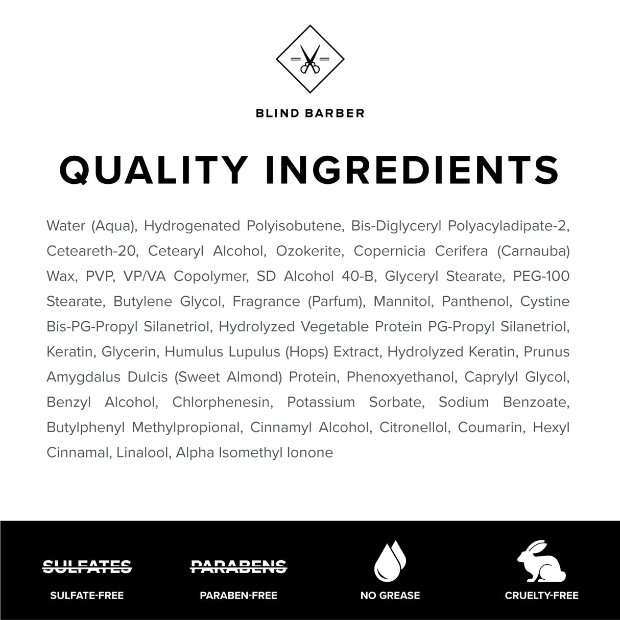 Blind Barber 90 Proof Hair Pomade for Men - Strong Hold, Natural Finish - Water-Based, Matte Pomade for Men with Hops & Tonka Bean - Free of Greasy Oils, Easy to Use - (2.5 Oz)