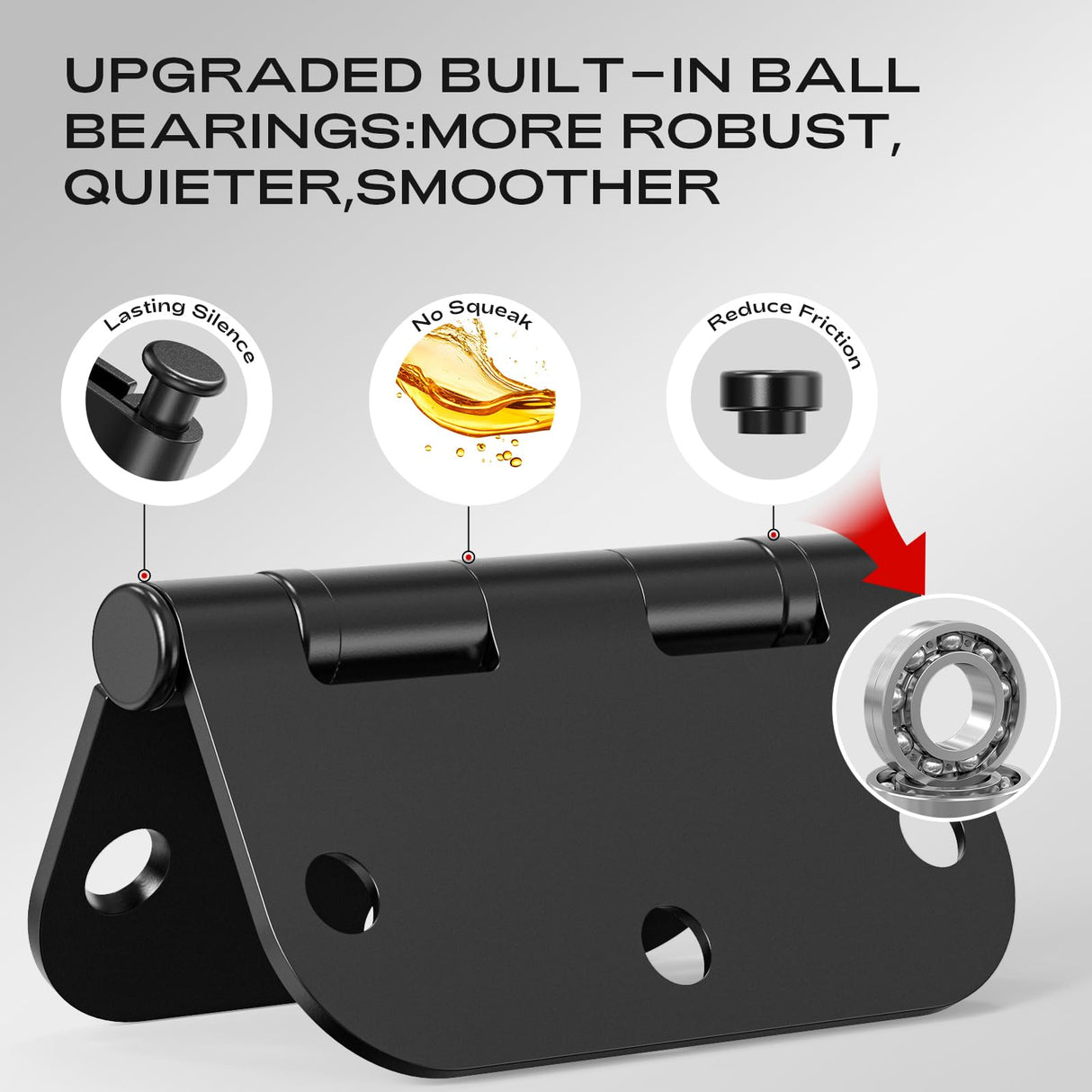 6 Pack Matte Black Door Hinges 3.5 Inch 5/8" Radius Round Ball Bearing Interior Door Hinges for Bedroom and Office No Squeak Flat Iron Hardware for Home Improvement Essentials
