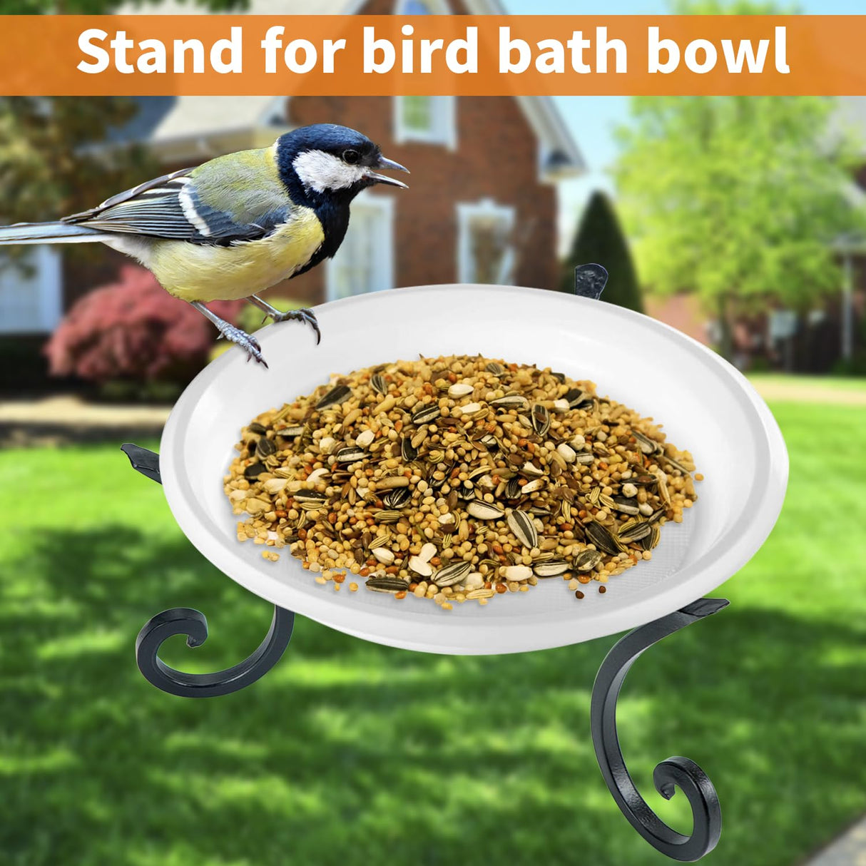 Kesywale Metal Gazing Ball Stand for 10 or 12 Inch Outdoor Garden Gazing Globes and for Plant or Flowerpot Holder, Birdbath Bowl Stand, 5 Inch Tall (8 inch)