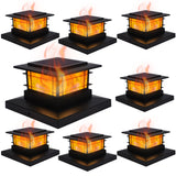 Dynaming 8 Pack Solar Post Cap Lights Outdoor with Flickering Flame Light, Fence Post Solar Lights Fit for 4x4 5x5 6x6 Vinyl/Wooden Posts, High Brightness SMD LED Lighting Decor for Garden Deck Patio