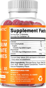 Vitamatic Magnesium Gummies 600mg per Serving – 60 Vegan Gummies – Relaxation, Muscle, Bone & Energy Support – 3 Pack