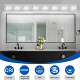 IZORRO LED Modern Bathroom Lights Fixtures(8-Light,Dimmable,360°Rotate),Chrome Acrylic Wall Lighting,Vanity Lights for Bathroom Over Mirror - 6000k 48In （No Assembly Required）