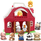 Farm Animals Big Barn Toy for 1 2 3 Year Old, Toddler Educational Montessori Toys, Farm Pretend Playset with Barn & Farmer, Christmas Birthday Easter Gift for Toddler Baby Boys Girls 1-3 Years