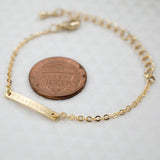 Baby Name Bar ID Bracelet Gold Plated Personalized Baby Gifts 16k Gold Dainty Hand Stamp Customized Newborn to Children First Birthday Great Gift
