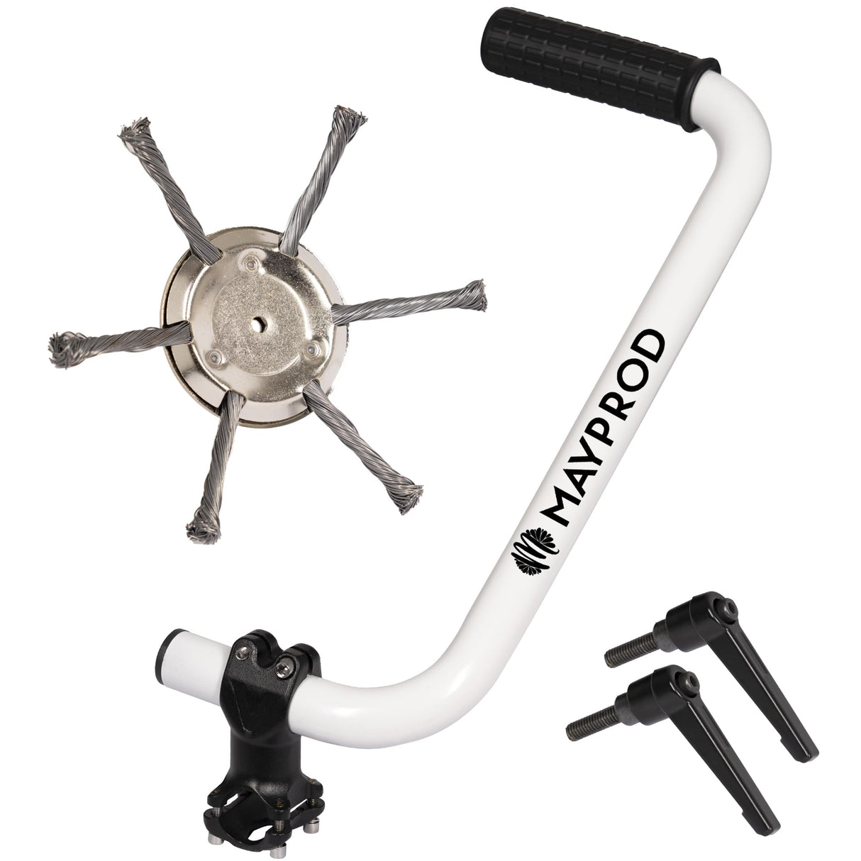 Mayprod Weedeater Handle Extension with 6-Blade Cutter 17” Handle and 6” Multi-Blade Head Soft Grip Comfort and Sturdy Lawn Trimming Tool