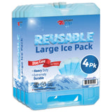Sport Temp Reusable Large Ice Pack (4 Pack) Long Lasting - Perfect for Keeping Food Or Beverages Cold, Coolers, Camping, Beach Coolers, Hiking & More, Clear Blue