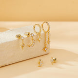 6 Pairs Gold Earrings Set for Women Moon Star Hoop Dangle Dainty Earrings