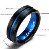 Greenpod 8mm Mens Black Tungsten Rings Engraved I Love You Size 10