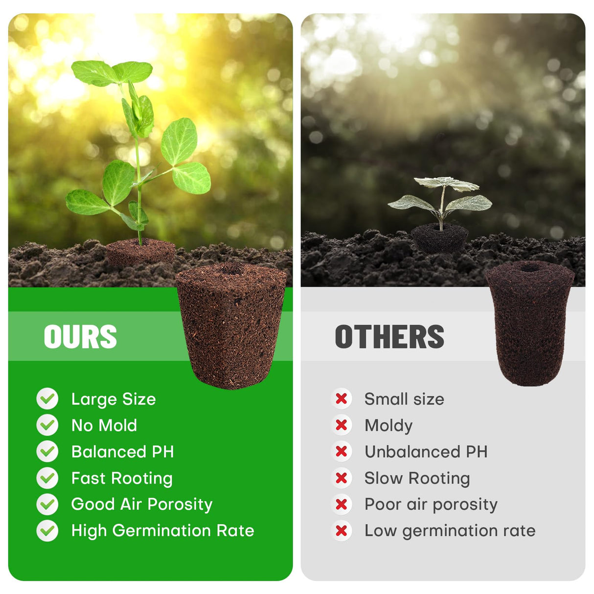 LAPOND 50 Pcs Seed Starter Plugs,Replacement Root Grow Sponges Plant Plugs,Great for Soil, Tray or Planting Pods, Promotes Herbs, Vegetables and Flowers Growth