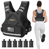 APEXUP Adjustable Weighted Vest, 4-10lb/12-18lb/20-32lb Vest with 6 Ironsand Weights and Large Pocket, Weight Vest for Men Women Strength Training, Running, Walking (12-18lb, Black)