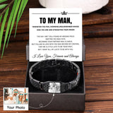 Luxladis Personalized Photo Bracelet for Men Customized Picture Bracelet Gift for Dad Husband Brother Fathers Day (Black)