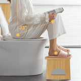 Foldable Toilet Stool, 7.5 Inch Poop Stool for Bathroom, Bamboo Toilet Stool Squat Adult, Collapsible Squatting Potty Stool with Non-Slip Strip - Improve Squatting Posture and Comfort, Wood