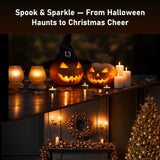 Hompavo Halloween Decorations - LED Flame Light Bulbs (2 Pack), 3W Flickering Fire Bulb, E26 Glass Shell for Halloween Christmas Party Patio Porch Home Indoor & Outdoor Decorations - 4