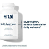 Vital Nutrients Multi-Nutrients with No Iron or Iodine | Comprehensive Vegetarian Daily Multivitamin and Mineral Formula with Potent Antioxidants* | Gluten, Dairy and Soy Free | 180 Capsules