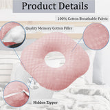 Wuronsa Ear Piercing Pillow for Side Sleepers, Pillow with an Ear Hole for CNH and Ear Pain Ear Inflammation Pressure Sores, O-Shaped Side Sleeping Pillow, Ear Guard Pillow (Light Pink)