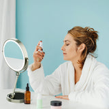 9" Large Lighted Makeup Mirror with 1X/10X Magnification, 4000mAh Rechargeable Vanity Mirror with Height Adjustable & 3 Color Dimmable Lights, 360°Swivel Double Sided Tabletop Cosmetic Mirror