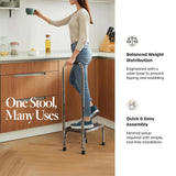 Step Stool with Handle for Adults Step stools with Handle for Elderly for Bed Chrome-Plated Steel Frame 330Lbs Capacity Use at Home Bathroom Kitchen