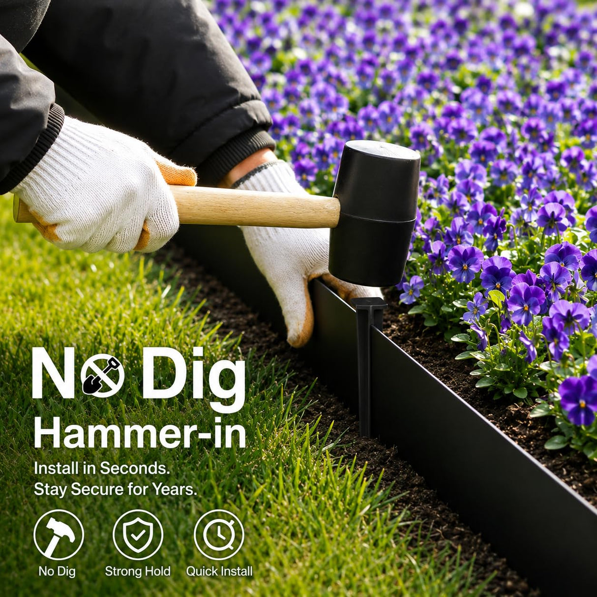 Pmango 10-Pack Galvanized Steel Landscape Lawn Edging 4.5 inch Height Black