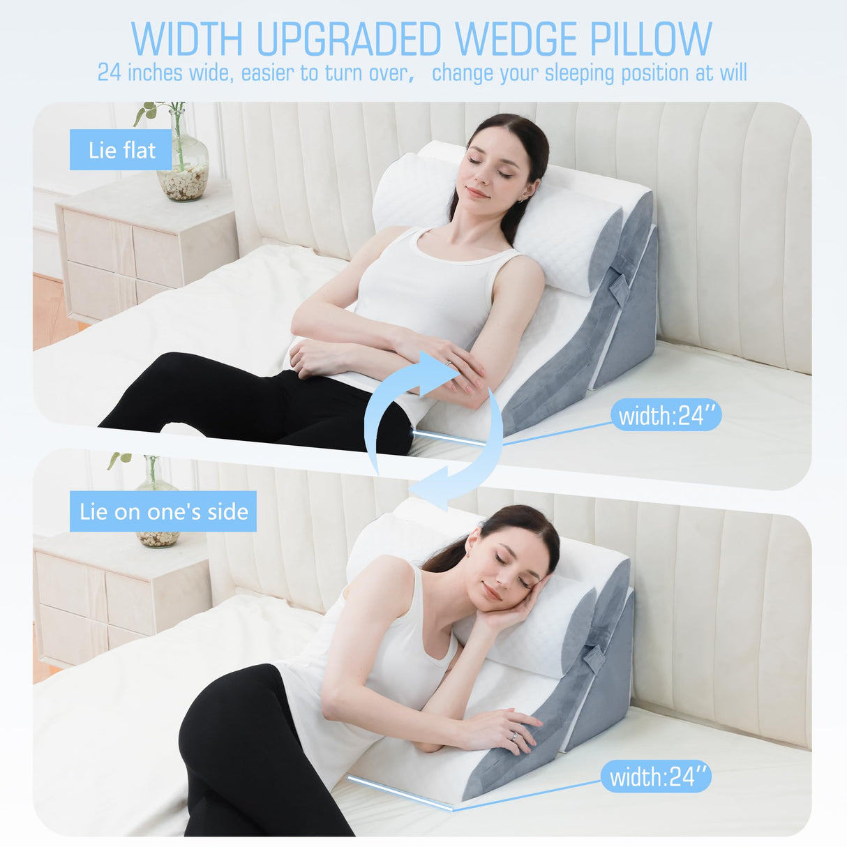 Foamalusion 3PCS Bed Wedge Pillow for Sleeping, 20-in-1 Adjustable Memory Foam Wedge Pillow for Back Leg Pain Relief, 23" Wide Wedge Pillow for After Surgery, Acid Reflux, Snoring, Back Pain