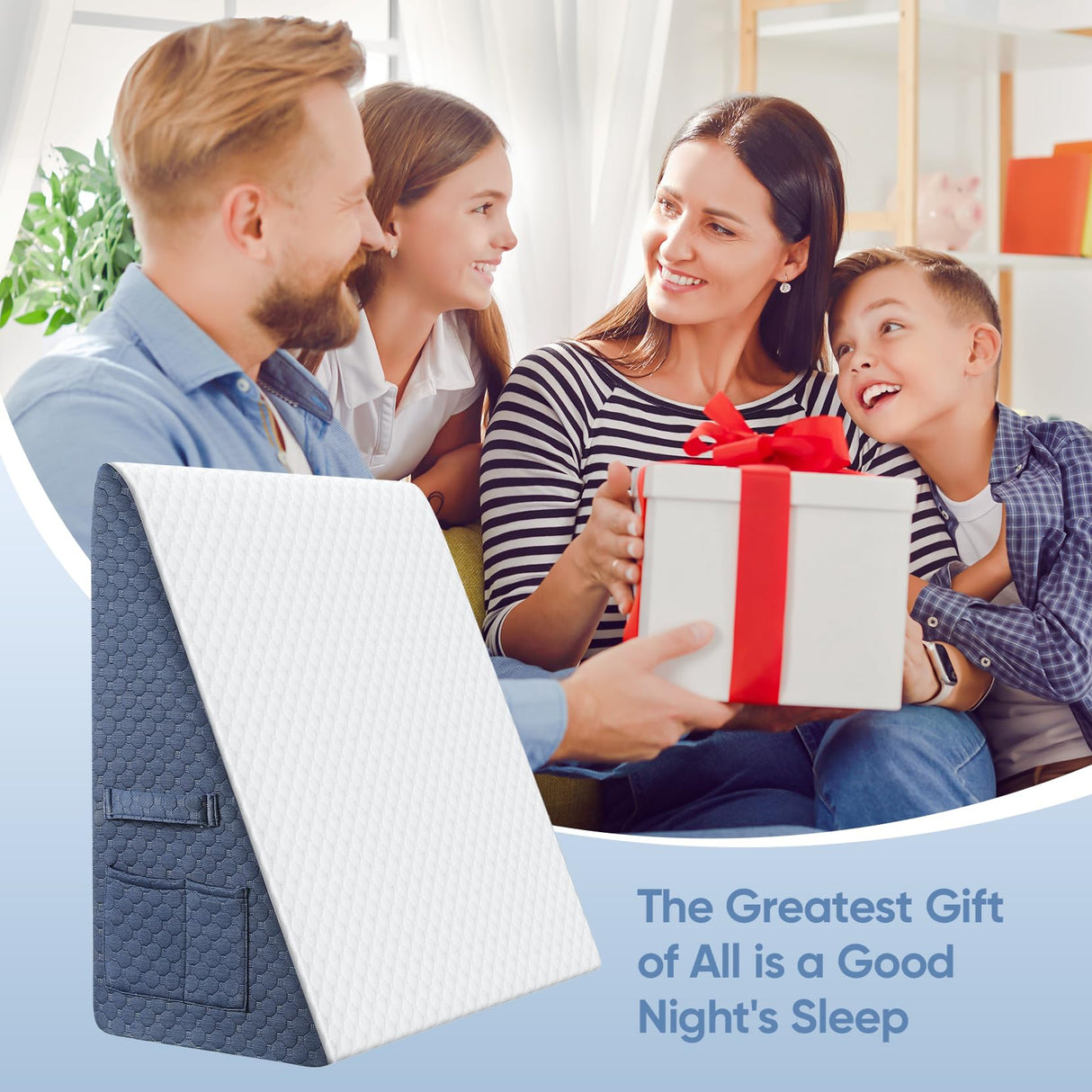 Welzona Wedge Pillow for Sleep, 10inch Bed Wedge Pillow for Headboard, Acid Reflux, Heartburn, GERD, Neck Pain, Cooling Memory Foam Top, Removable Washable Cover Triangle Pillow for Sleep