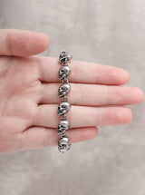 HAQUIL Gothic Skull Beaded Link Bracelet for Men, Skull Jewelry Gift