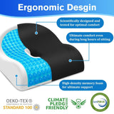 TranquilRelax Seat Cushion Office Chair Cushion for Back & Tailbone & Sciatica Pain Relief, Black Memory Foam Desk Chair Cushion Pressure Relief Seat for Long Sitting Car Drivers, Office Worker