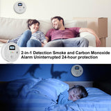 5 Pack Combination Photoelectric Smoke and Carbon Monoxide Alarm Detector with LCD Display; Battery-Operated Smoke Carbon Monoxide Alarm